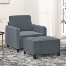 vidaXL sötétszürke bársony kanapéfotel lábtartóval 60 cm bútor