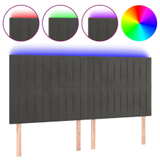 vidaXL sötétszürke bársony LED-es fejtámla 200x5x118/128 cm (3122729) ágy és ágykellék
