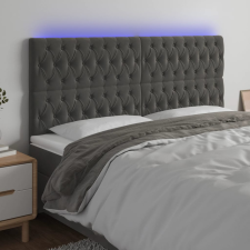 vidaXL sötétszürke bársony LED-es fejtámla 200x7x118/128 cm ágy és ágykellék