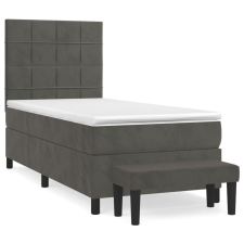 vidaXL sötétszürke bársony rugós ágy matraccal 100 x 200 cm (3137828) ágy és ágykellék