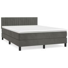 vidaXL sötétszürke bársony rugós ágy matraccal 140x190 cm (3141420) ágy és ágykellék