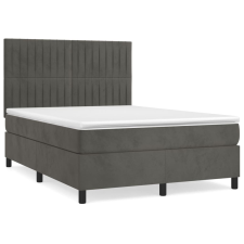 vidaXL sötétszürke bársony rugós ágy matraccal 140x190 cm (3143140) ágy és ágykellék