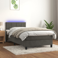 vidaXL sötétszürke bársony rugós és LED-es ágy matraccal 100x200 cm ágy és ágykellék