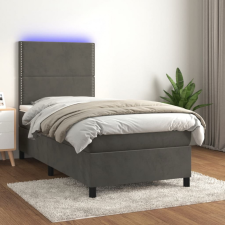 vidaXL sötétszürke bársony rugós és LED-es ágy matraccal 100x200 cm ágy és ágykellék