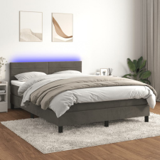 vidaXL sötétszürke bársony rugós és LED-es ágy matraccal 140x190 cm ágy és ágykellék
