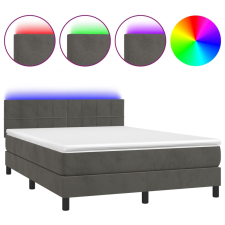 vidaXL sötétszürke bársony rugós és LED-es ágy matraccal 140x190 cm (3134400) ágy és ágykellék