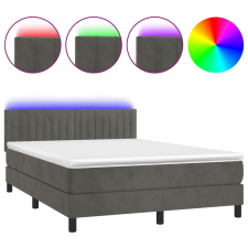 vidaXL sötétszürke bársony rugós és LED-es ágy matraccal 140x200 cm (3134526) ágy és ágykellék