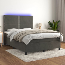 vidaXL Sötétszürke bársony rugós és LED-es ágy matraccal 140x200 cm (3136066) bútor