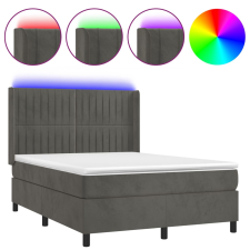 vidaXL sötétszürke bársony rugós és LED-es ágy matraccal 140x200 cm (3139686) ágy és ágykellék