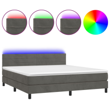 vidaXL sötétszürke bársony rugós és LED-es ágy matraccal 160x200 cm (3134472) ágy és ágykellék
