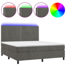 vidaXL sötétszürke bársony rugós és LED-es ágy matraccal 160x200 cm (3136072) ágy és ágykellék