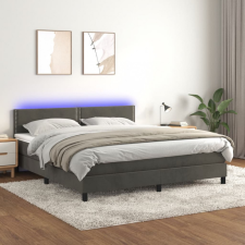 vidaXL sötétszürke bársony rugós és LED-es ágy matraccal 180x200 cm ágy és ágykellék