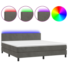 vidaXL sötétszürke bársony rugós és LED-es ágy matraccal 180x200 cm (3134298) ágy és ágykellék