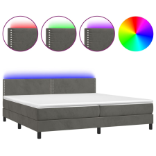 vidaXL sötétszürke bársony rugós és LED-es ágy matraccal 200x200 cm (3134364) ágy és ágykellék