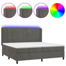 vidaXL sötétszürke bársony rugós és LED-es ágy matraccal 200x200 cm (3139584) ágy és ágykellék