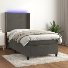 vidaXL sötétszürke bársony rugós és LED-es ágy matraccal 90x190 cm ágy és ágykellék