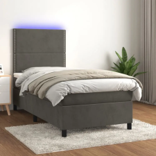 vidaXL sötétszürke bársony rugós és LED-es ágy matraccal 90x190 cm ágy és ágykellék
