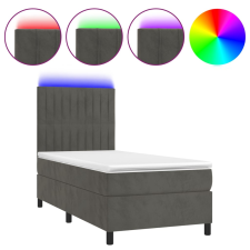 vidaXL sötétszürke bársony rugós és LED-es ágy matraccal 90x200 cm (3136222) ágy és ágykellék