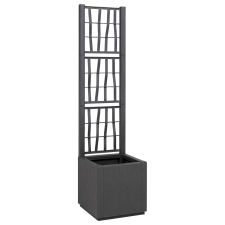 vidaXL Sötétszürke Kerti Cserép Trellis-szel - 36x36x140 cm kerti tárolás