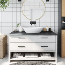 vidaXL Sötétszürke kezelt tömör fa fürdőszobai pult 100x60x2 cm fürdőszoba bútor
