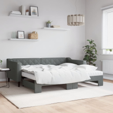 vidaXL sötétszürke kihúzható szövet heverő matracokkal 90 x 190 cm ágy és ágykellék