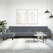 vidaXL sötétszürke L-alakú bársony kanapéágy 260x140x70 cm bútor