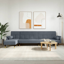 vidaXL sötétszürke L-alakú bársony kanapéágy 271x140x70 cm bútor