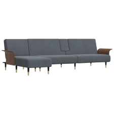 vidaXL sötétszürke L-alakú bársony kanapéágy 279x140x70 cm (3157216) bútor