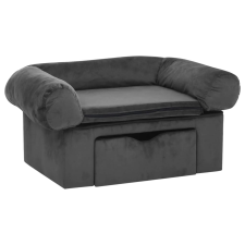 vidaXL sötétszürke plüss kutyakanapé fiókkal 75 x 50 x 38 cm szállítóbox, fekhely kutyáknak