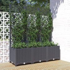vidaXL sötétszürke PP rácsos kerti ültetőláda 120 x 40 x 136 cm kerti dekoráció