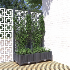 vidaXL sötétszürke PP rácsos kerti ültetőláda 80 x 40 x 121,5 cm kerti dekoráció