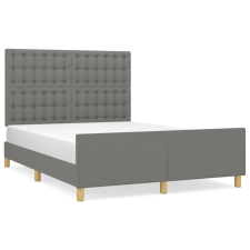 vidaXL sötétszürke szövet ágykeret fejtámlával 140 x 190 cm (3125374) ágy és ágykellék