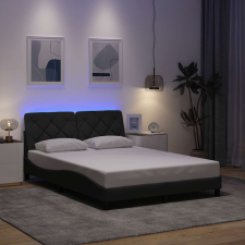vidaXL sötétszürke szövet ágykeret LED-ekkel matrac nélkül 140 x 190cm ágy és ágykellék