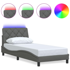 vidaXL sötétszürke szövet ágykeret LED-ekkel matrac nélkül 90x200 cm (3310644) ágy és ágykellék