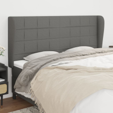 vidaXL sötétszürke szövet fejtámla szárnyakkal 203x23x118/128 cm ágy és ágykellék