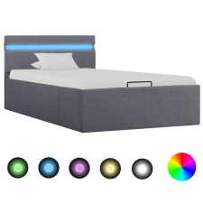 vidaXL sötétszürke szövet LED-es ágy hidraulikus tárolóval 100x200 cm ágy és ágykellék