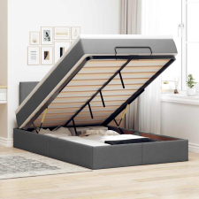 vidaXL sötétszürke szövet ottomán ágy matraccal &amp;amp; LED-ek 120x190 cm ágy és ágykellék