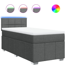 vidaXL sötétszürke szövet rugós ágy matraccal 100 x 200 cm (3289280) ágy és ágykellék