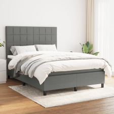 vidaXL sötétszürke szövet rugós ágy matraccal 140 x 190 cm ágy és ágykellék