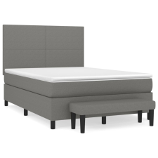 vidaXL sötétszürke szövet rugós ágy matraccal 140 x 190 cm (3136430) ágy és ágykellék