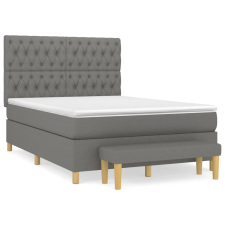 vidaXL sötétszürke szövet rugós ágy matraccal 140 x 190 cm (3137390) ágy és ágykellék