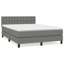 vidaXL sötétszürke szövet rugós ágy matraccal 140 x 190 cm (3140370) ágy és ágykellék