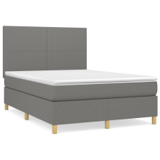 vidaXL sötétszürke szövet rugós ágy matraccal 140 x 190 cm (3142170) ágy és ágykellék