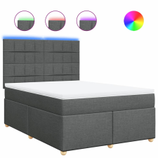 vidaXL sötétszürke szövet rugós ágy matraccal 140 x 190 cm (3293576) ágy és ágykellék