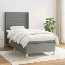 vidaXL sötétszürke szövet rugós ágy matraccal 90x190 cm ágy és ágykellék