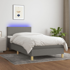 vidaXL sötétszürke szövet rugós és LED-es ágy matraccal 100x200 cm ágy és ágykellék