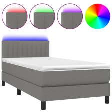 vidaXL sötétszürke szövet rugós és LED-es ágy matraccal 100x200 cm (3133294) ágy és ágykellék