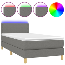 vidaXL sötétszürke szövet rugós és LED-es ágy matraccal 100x200 cm (3133614) ágy és ágykellék