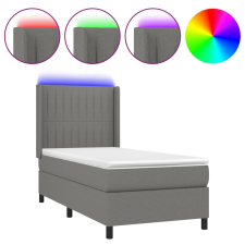 vidaXL sötétszürke szövet rugós és LED-es ágy matraccal 100x200 cm (3138454) ágy és ágykellék