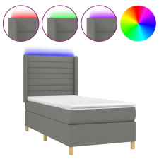 vidaXL sötétszürke szövet rugós és LED-es ágy matraccal 100x200 cm (3138934) ágy és ágykellék